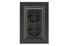 Розетка 2-м СП Karea 16А IP20 с/з дым. металлик Makel 56050082 Розетка 2-м СП Karea 16А IP20 с/з дым. металлик Makel 56050082