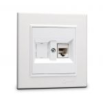 Розетка компютерная CAT5 + гнездо СП Karea IP20 бел. Makel 56001035 Розетка компютерная CAT5 + гнездо СП Karea IP20 бел. Makel 56001035
