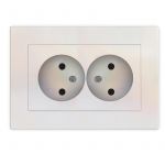 Розетка 2-м СП Афина 16А IP20 без заземл. в сборе жемчуг Universal A0102-OBr