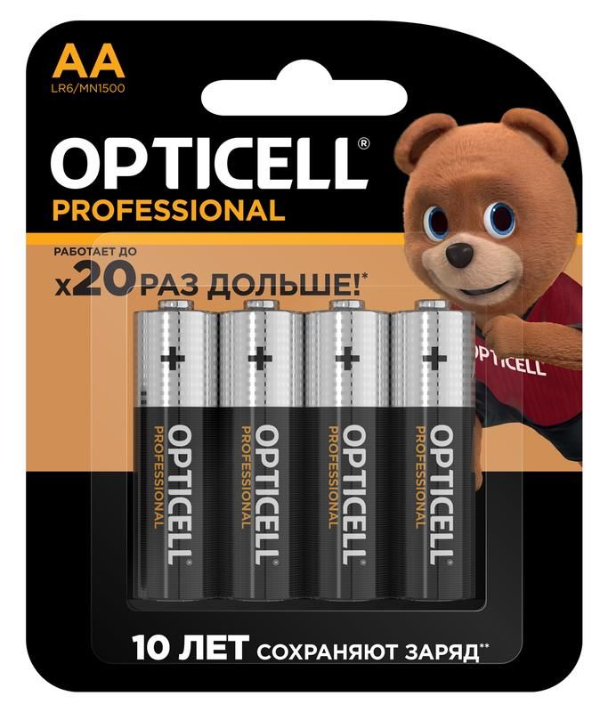 Элемент питания алкалиновый AA/LR6 (блист. 4шт) Professional Opticell 5052001