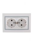 Розетка 2-м СП Mira 16А IP20 с заземл. с сер. вставкой керамика бел. LEZARD 701-0215-127 Розетка 2-м СП Mira 16А IP20 с заземл. с сер. вставкой керамика бел. LEZARD 701-0215-127