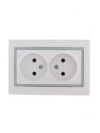 Розетка 2-м СП Mira 16А IP20 без заземл. с сер. вставкой керамика бел. LEZARD 701-0215-128 Розетка 2-м СП Mira 16А IP20 без заземл. с сер. вставкой керамика бел. LEZARD 701-0215-128