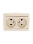 Розетка 2-м ОП Nata 16А IP20 без заземл. керамика крем. LEZARD 710-0300-128 Розетка 2-м ОП Nata 16А IP20 без заземл. керамика крем. LEZARD 710-0300-128