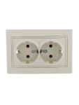 Розетка 2-м СП Mira 16А IP20 с заземл. со вставкой керамика крем. LEZARD 701-0303-127 Розетка 2-м СП Mira 16А IP20 с заземл. со вставкой керамика крем. LEZARD 701-0303-127