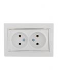 Розетка 2-м СП Mira 16А IP20 без заземл. с бел. вставкой керамика бел. LEZARD 701-0202-128 Розетка 2-м СП Mira 16А IP20 без заземл. с бел. вставкой керамика бел. LEZARD 701-0202-128