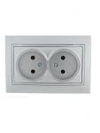 Розетка 2-м СП Mira 16А IP20 без заземл. со вставкой керамика сер. метал. LEZARD 701-1010-128 Розетка 2-м СП Mira 16А IP20 без заземл. со вставкой керамика сер. метал. LEZARD 701-1010-128