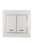 Выключатель 2-кл. СП Mira 10А IP20 с подсветкой со вставкой жемчуж./бел. перламутр. LEZARD 701-3030-112 Выключатель 2-кл. СП Mira 10А IP20 с подсветкой со вставкой жемчуж./бел. перламутр. LEZARD 701-3030-112