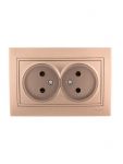 Розетка 2-м СП Mira 16А IP20 без заземл. со вставкой керамика свет. корич. перламутр. LEZARD 701-3131-128 Розетка 2-м СП Mira 16А IP20 без заземл. со вставкой керамика свет. корич. перламутр. LEZARD 701-3131-128