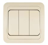 Выключатель 3-кл. 3п СП Mimoza 10А IP20 крем./крем. Makel 25091