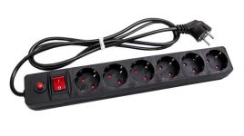 Удлинитель с сетевым фильтром 6х3м с заземл. 10А IP20 ПВС 3х0.75 защ. шторки черн. UNIVersal 967U-4003 Удлинитель с сетевым фильтром 6х3м с заземл. 10А IP20 ПВС 3х0.75 защ. шторки черн. UNIVersal 967U-4003