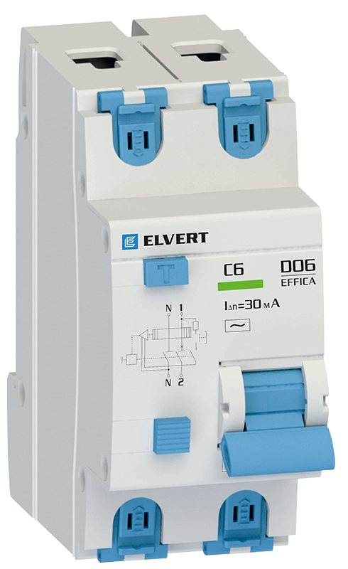Автоматический выключатель дифф.тока D06 2р C63 100 мА электрон. тип АС ELVERT