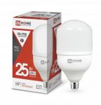 Лампа светодиодная высокомощная LED-HP-PRO 25Вт цилиндр 4000К нейтр. бел. E27 2380лм 230В IN HOME 4690612031057 Лампа светодиодная высокомощная LED-HP-PRO 25Вт цилиндр 4000К нейтр. бел. E27 2380лм 230В IN HOME 4690612031057