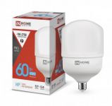 Лампа светодиодная высокомощная LED-HP-PRO 60Вт цилиндр 6500К холод. бел. E27 5700лм 230В с адаптером E40 IN HOME 4690612031132 Лампа светодиодная высокомощная LED-HP-PRO 60Вт цилиндр 6500К холод. бел. E27 5700лм 230В с адаптером E40 IN HOME 4690612031132
