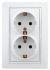 Розетка 2-м СП Plano 1-205-01 16А IP20 250В 2х2P+E Schuko бел. Intro Б0027615