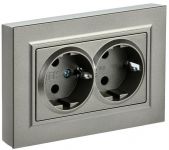 Розетка 2-м СП BRITE РСш12-3-БрШ 16А в сборе с заземл. защ. шторки шампань IEK BR-R24-16-K37-F Розетка 2-м СП BRITE РСш12-3-БрШ 16А в сборе с заземл. защ. шторки шампань IEK BR-R24-16-K37-F