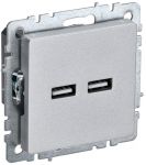 Розетка BRITE USB A+A 3.1А РЮ10-1-БрА алюм. IEK BR-U21-D31-K47 Розетка BRITE USB A+A 3.1А РЮ10-1-БрА алюм. IEK BR-U21-D31-K47