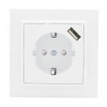 Розетка 1-м СП Минск 16А IP20 с заземл. защ. шторки с заряд. устройством USB 1А бел. EKF ERR16-028-100-USB Розетка 1-м СП Минск 16А IP20 с заземл. защ. шторки с заряд. устройством USB 1А бел. EKF ERR16-028-100-USB
