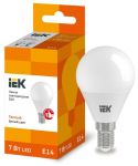 Лампа светодиодная ECO G45 7Вт шар 3000К тепл. бел. E14 630лм 230-240В IEK LLE-G45-7-230-30-E14 Лампа светодиодная ECO G45 7Вт шар 3000К тепл. бел. E14 630лм 230-240В IEK LLE-G45-7-230-30-E14