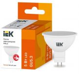 Лампа светодиодная ECO MR16 5Вт 3000К тепл. бел. GU5.3 450лм 230-240В IEK LLE-MR16-5-230-30-GU5 Лампа светодиодная ECO MR16 5Вт 3000К тепл. бел. GU5.3 450лм 230-240В IEK LLE-MR16-5-230-30-GU5